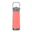 Termo Metálico De 650 Ml Abatible Flip Straw Watter Bottle Fucsia