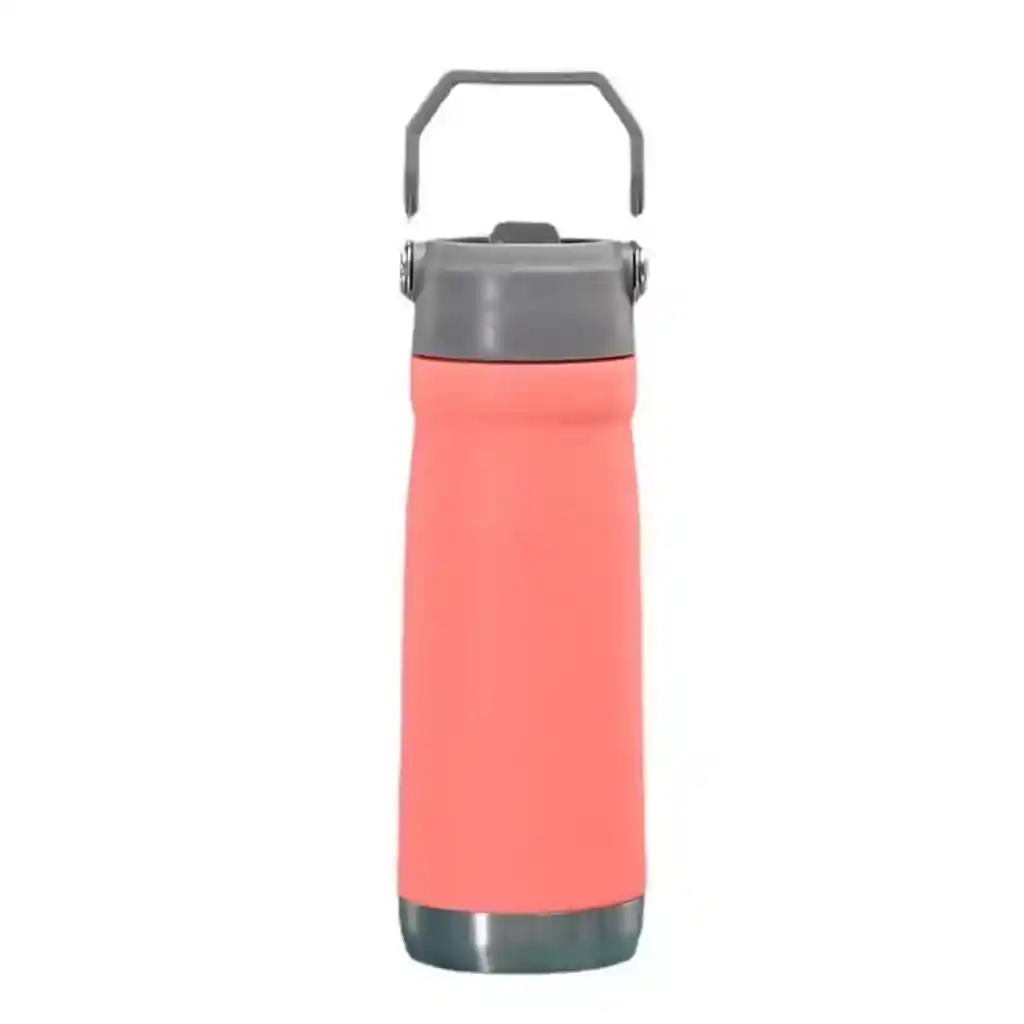 Termo Metálico De 650 Ml Abatible Flip Straw Watter Bottle Fucsia