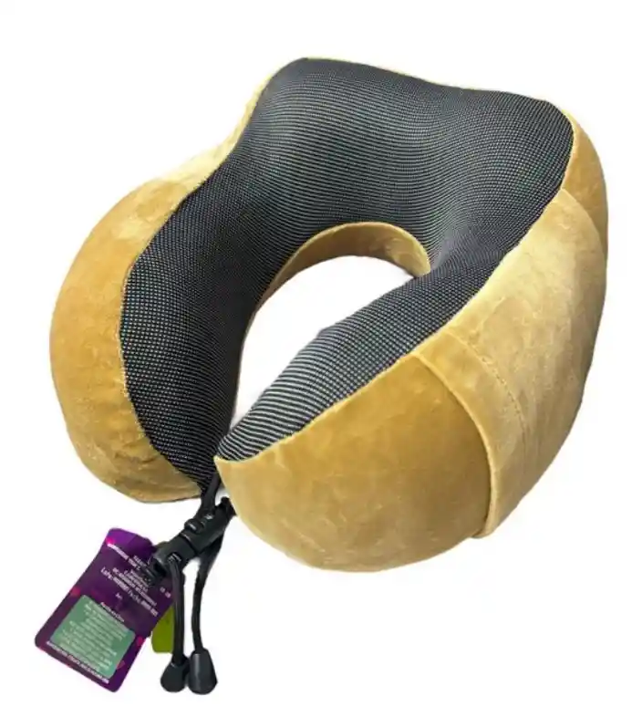 Almohada Viajera Memory Foam Caucho Ajustable Color Cafe Claro