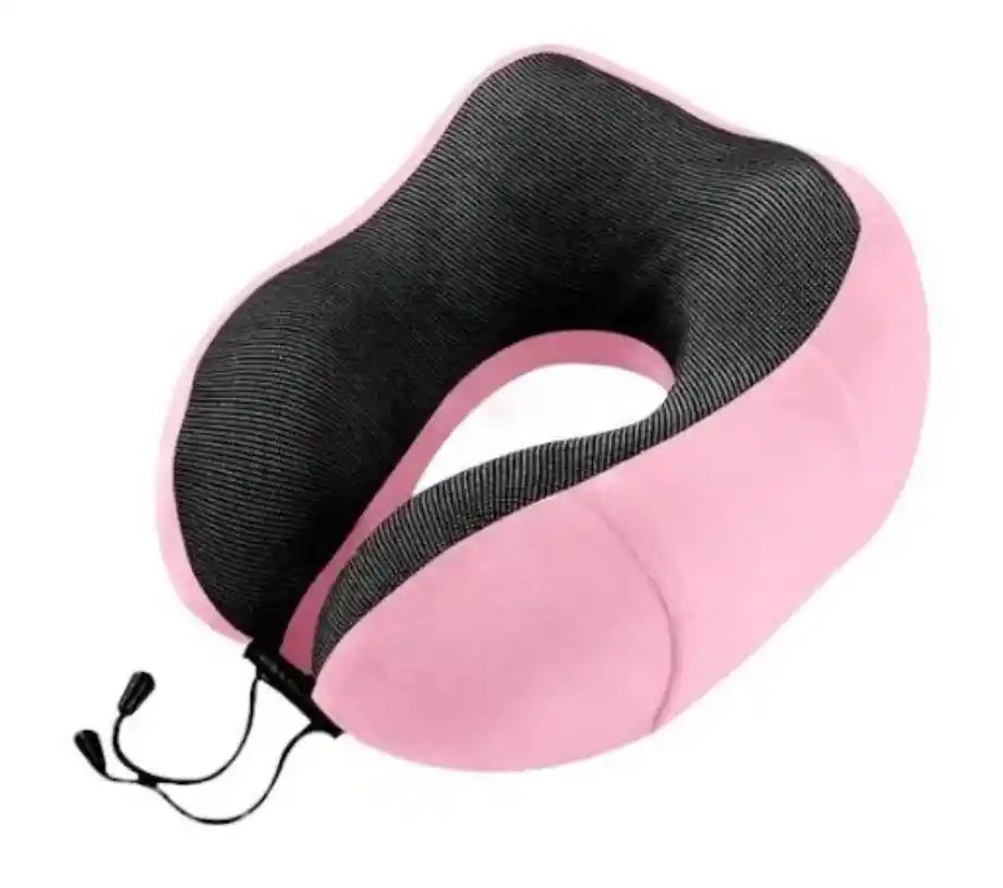 Almohada Viajera Memory Foam Caucho Ajustable Color Rosado