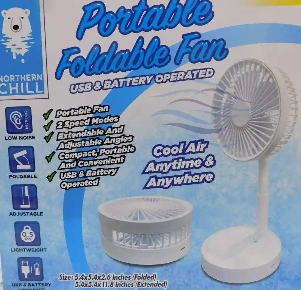 Mini Ventilador Plegable Portatil Recargable Blanco