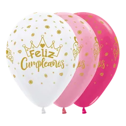 Bomba Globo Biodegradable De Latex Feliz Cumpleaños Coronas R12