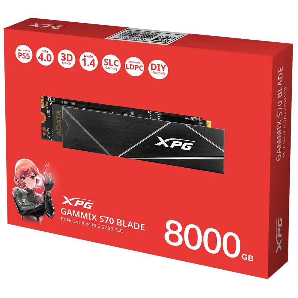 Unidad Sólida M.2 Xpg Gammix S70 Blade 8tb 7.300/6.300mb/s (dram Cache Buffer)