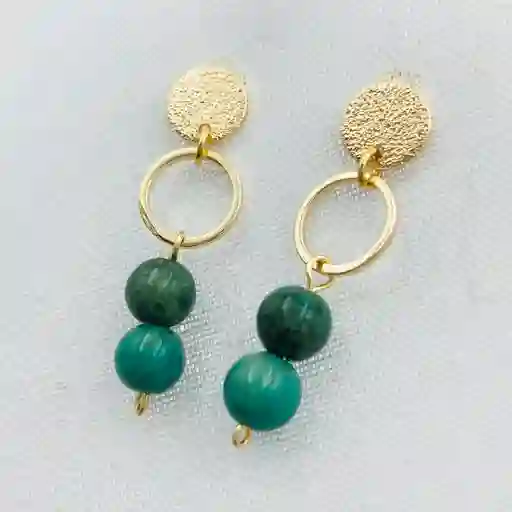 Aretes Argollita Y Piedras Turquesa