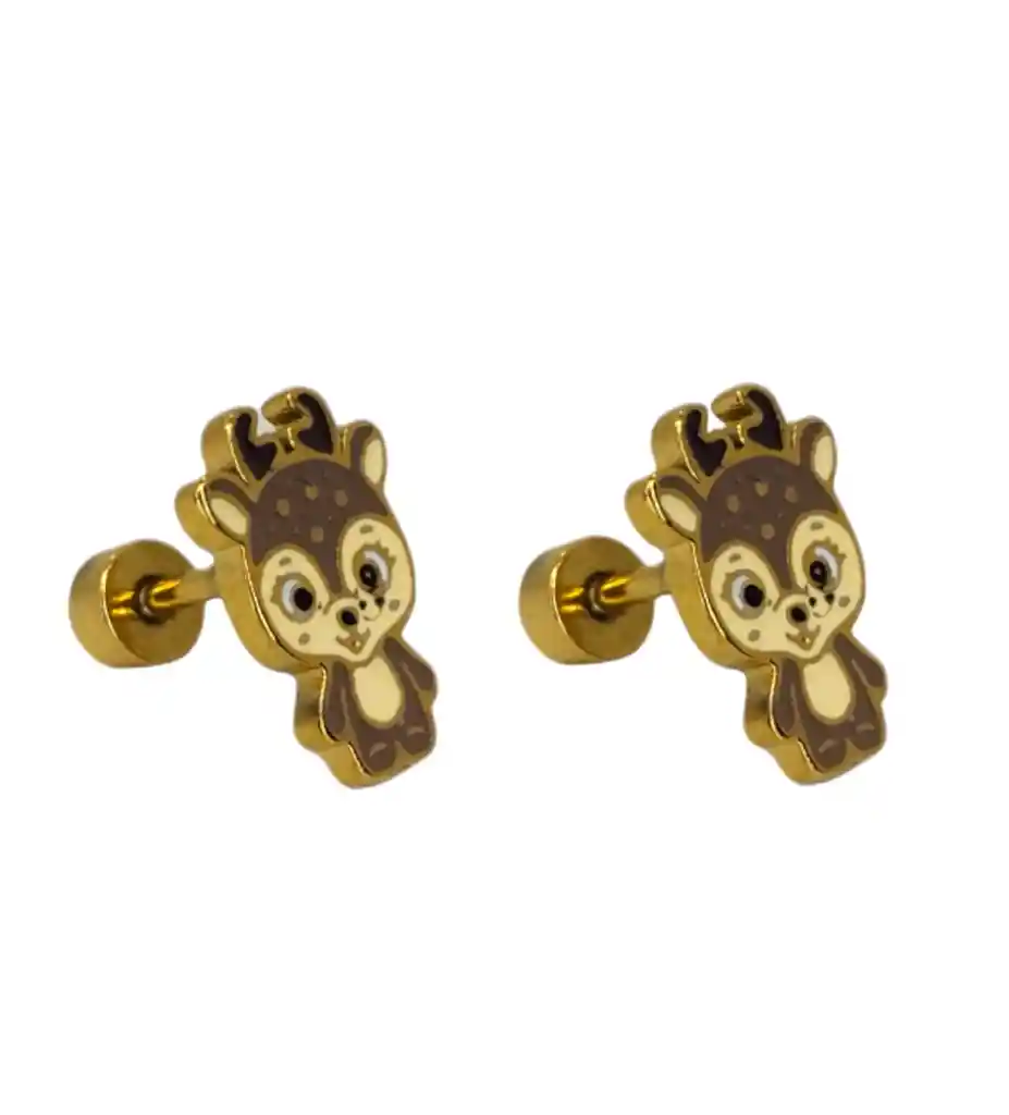 Aretes En Acero Esmaltados Diseño Venado