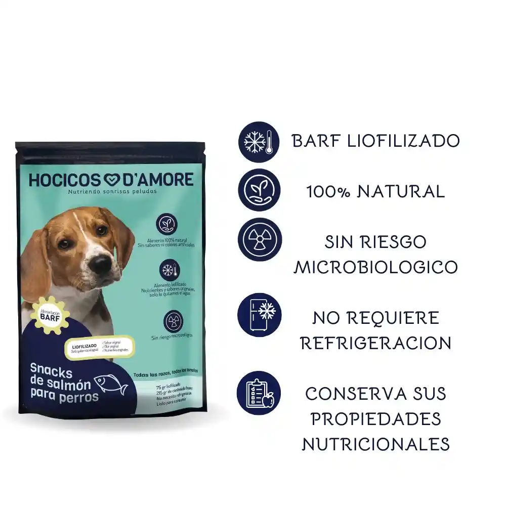 Hocicos D´amore Snack De Salmón Para Perros X 75 Gr
