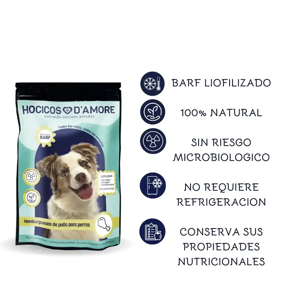 Hocicos D´amore Hamburguesas De Pollo Para Perros X 140 Gr