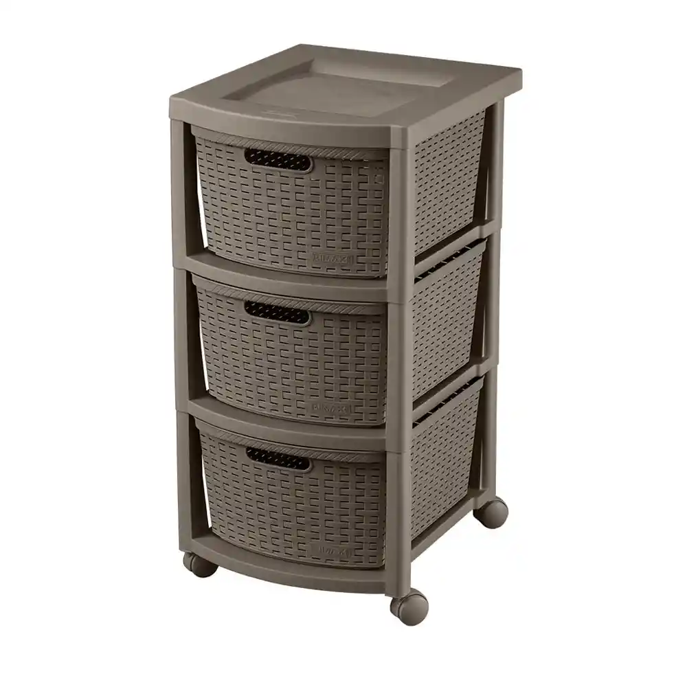 Cajonero Rattan 3 Gavetas Mocca