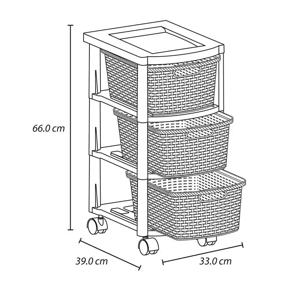 Cajonero Rattan 3 Gavetas Mocca