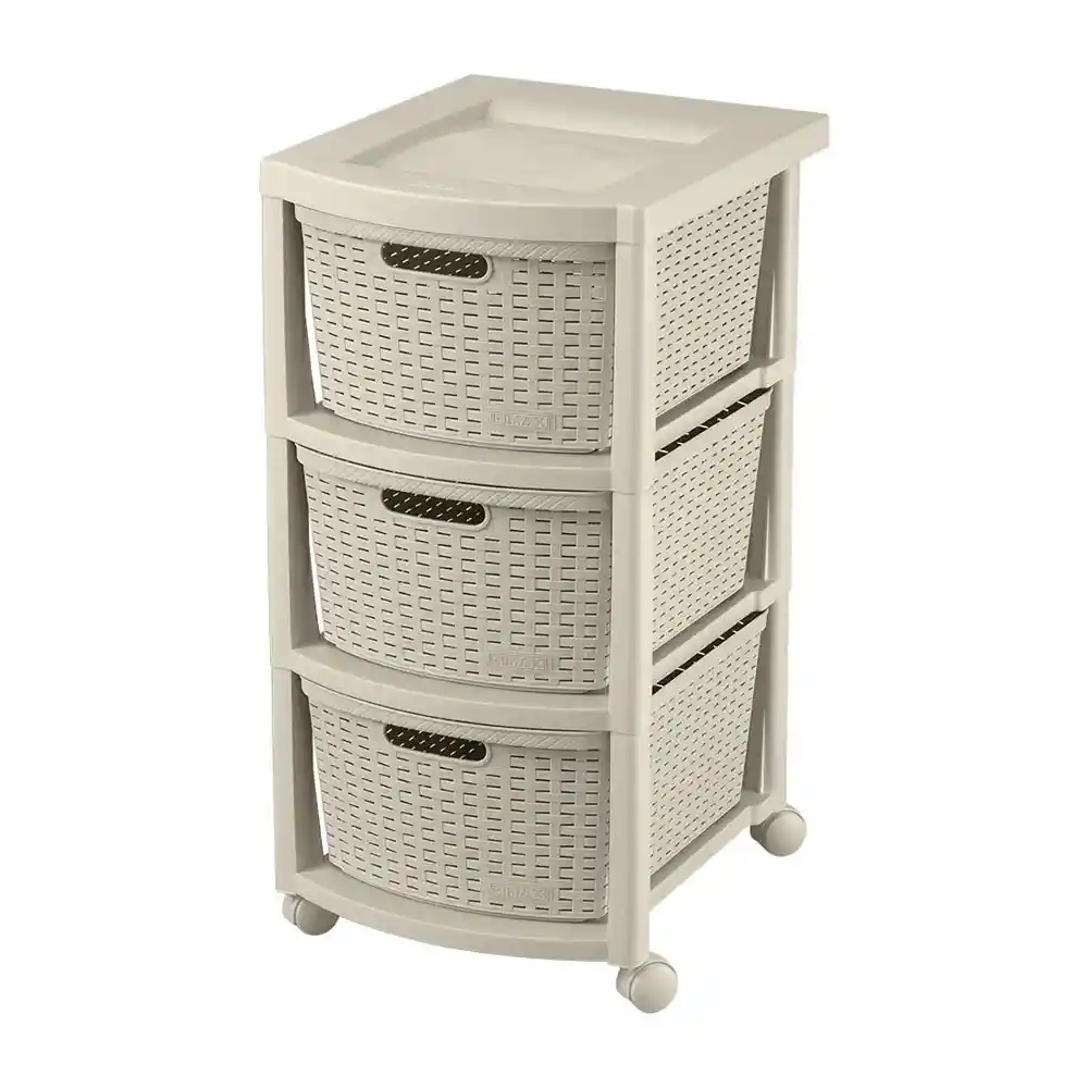 Cajonero Rattan 3 Gavetas Taupe