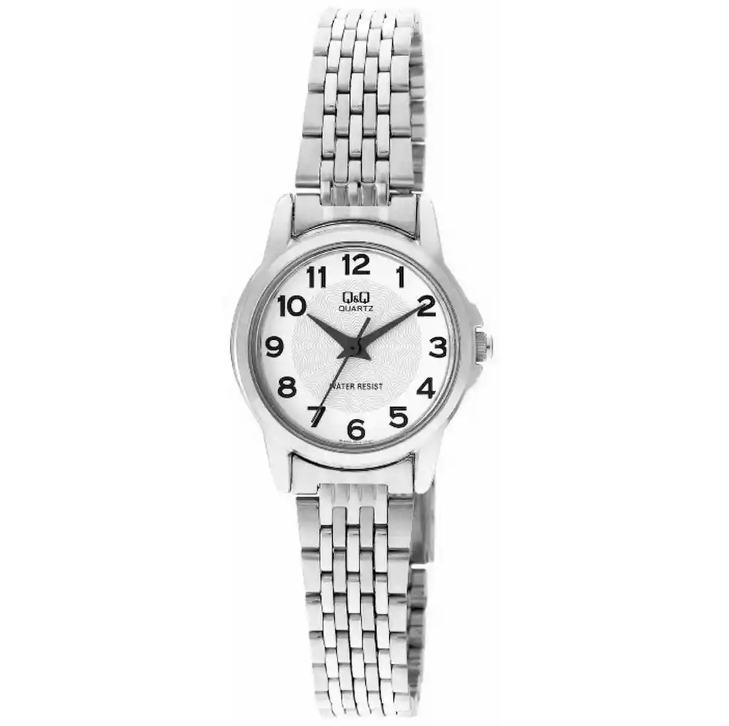 Reloj Qq Qyq Q423j204y Acero Plateado Mujer Dama + Estuche