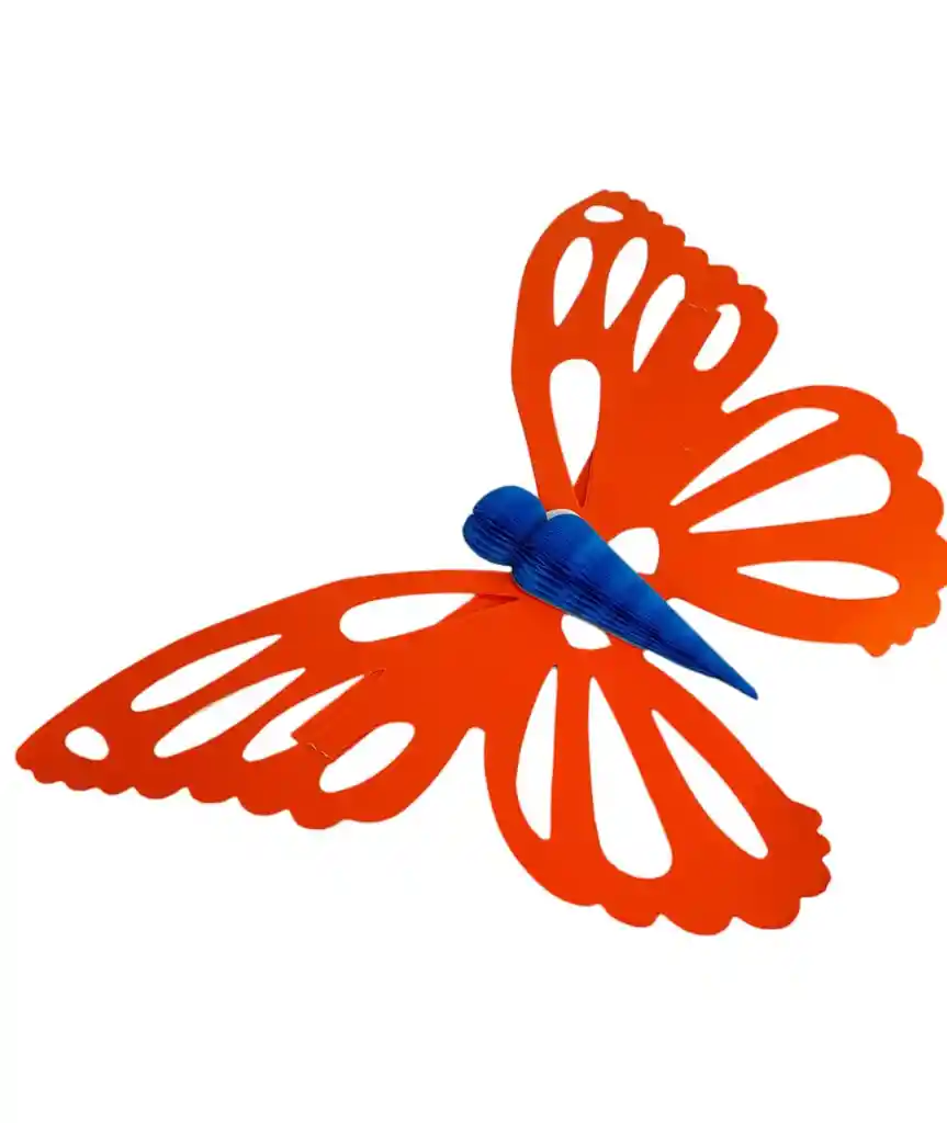 1 Mariposa Colgante En Papel De Color Naranja Perfecta Para Tus Decoraciones