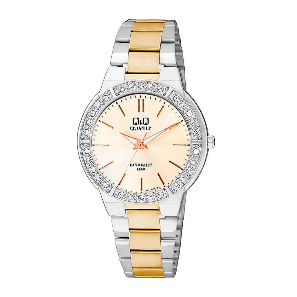 Reloj Qq Qyq Acero Inoxidable Dama Murano Bicolor +estuche