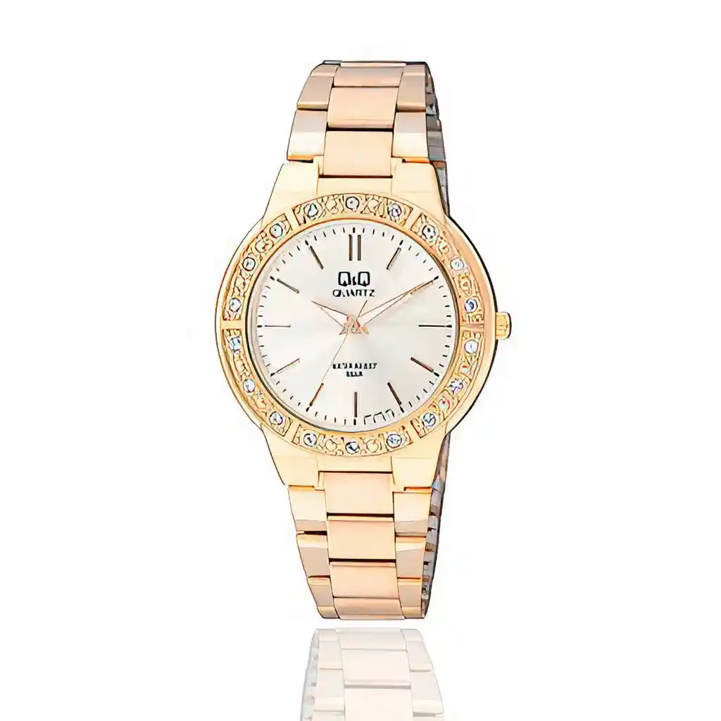 Reloj Qq Qyq Acero Inoxidable Dama Murano + Estuche