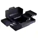 Caja Neceser Metálico Portátil De Maquillaje Profesional Negro Elegante