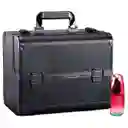 Caja Neceser Metálico Portátil De Maquillaje Profesional Negro Elegante