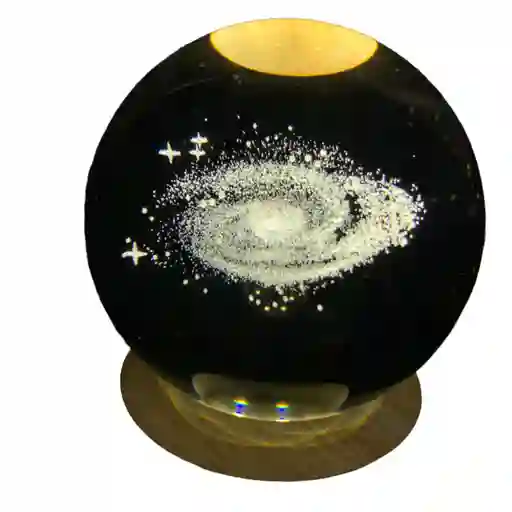 Lampara Esfera 3d Cristal Galaxias + Base De 8cm