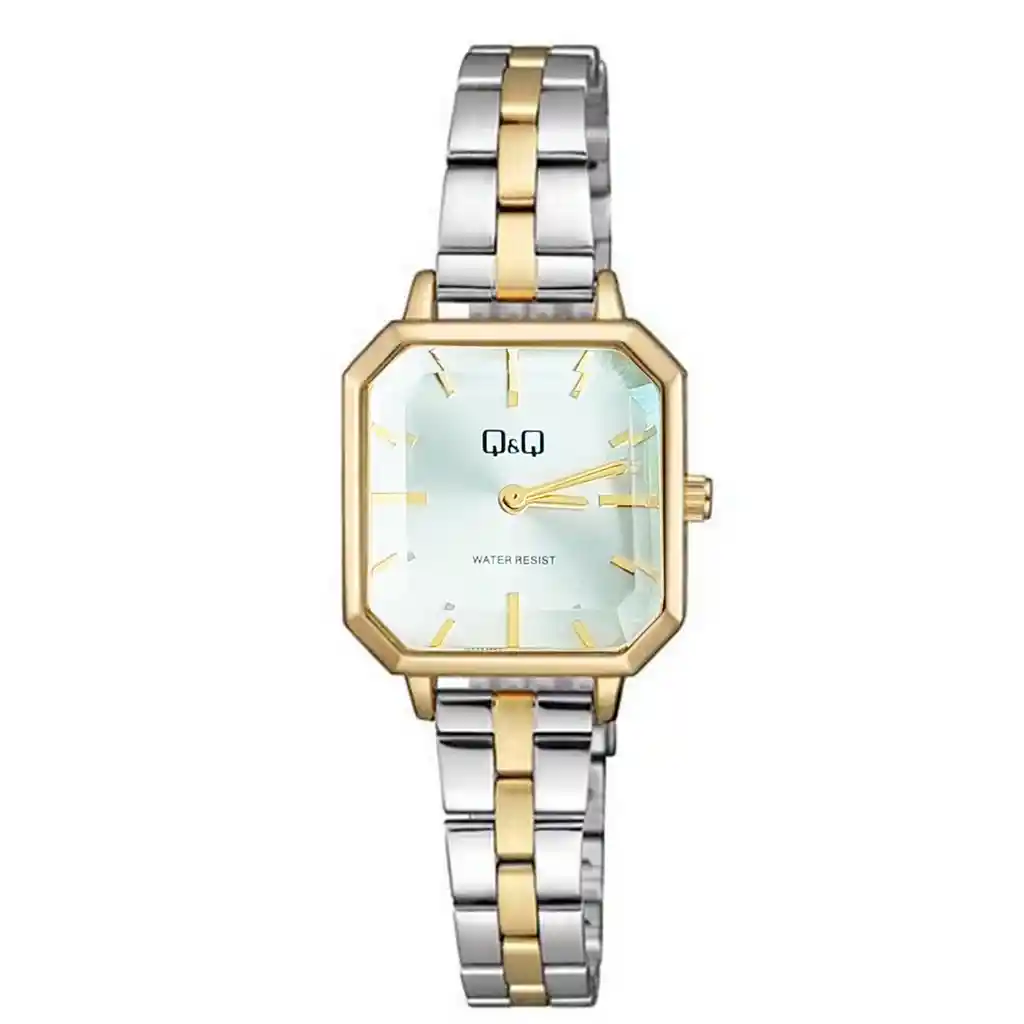 Reloj Qq Qyq Qz73j201 Cuadrado Mujer Acero + Estuche