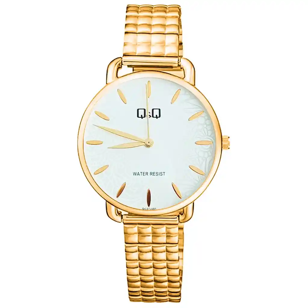 Reloj Qq Qyq Flowers Qc27j201 Cuadritos Acero + Estuche