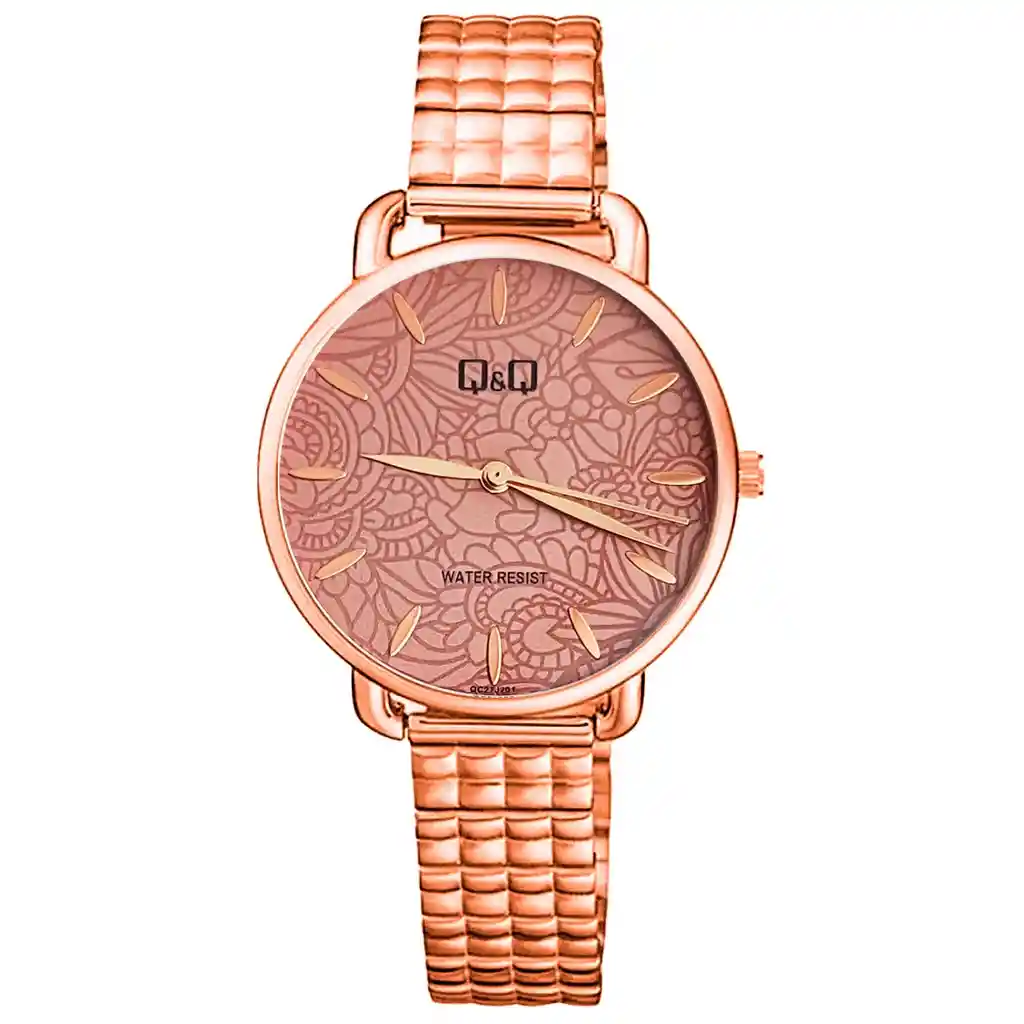 Reloj Qq Qyq Flowers Qc27j201 Cuadritos Acero + Estuche