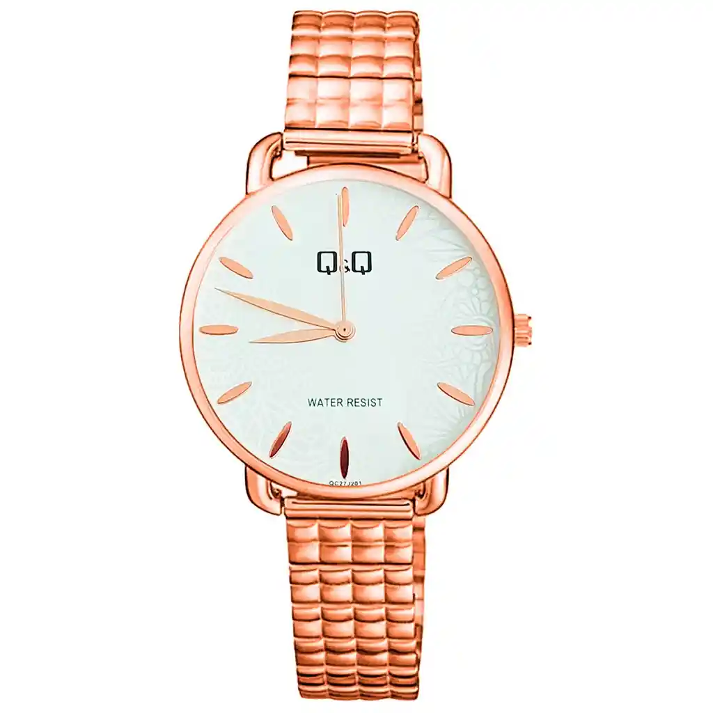 Reloj Qq Qyq Flowers Qc27j201 Cuadritos Acero + Estuche