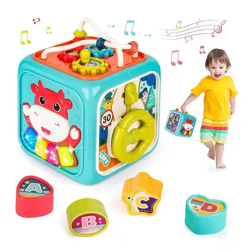 Jueguete Didactico Bebe Caja Musical Vaca Infantil Ref. 698-74 Azul Unisex