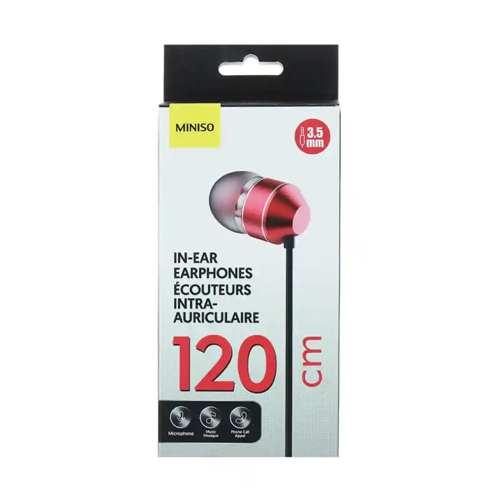 Audifonos Miniso In-ear Earphones Y771 Color Rojo