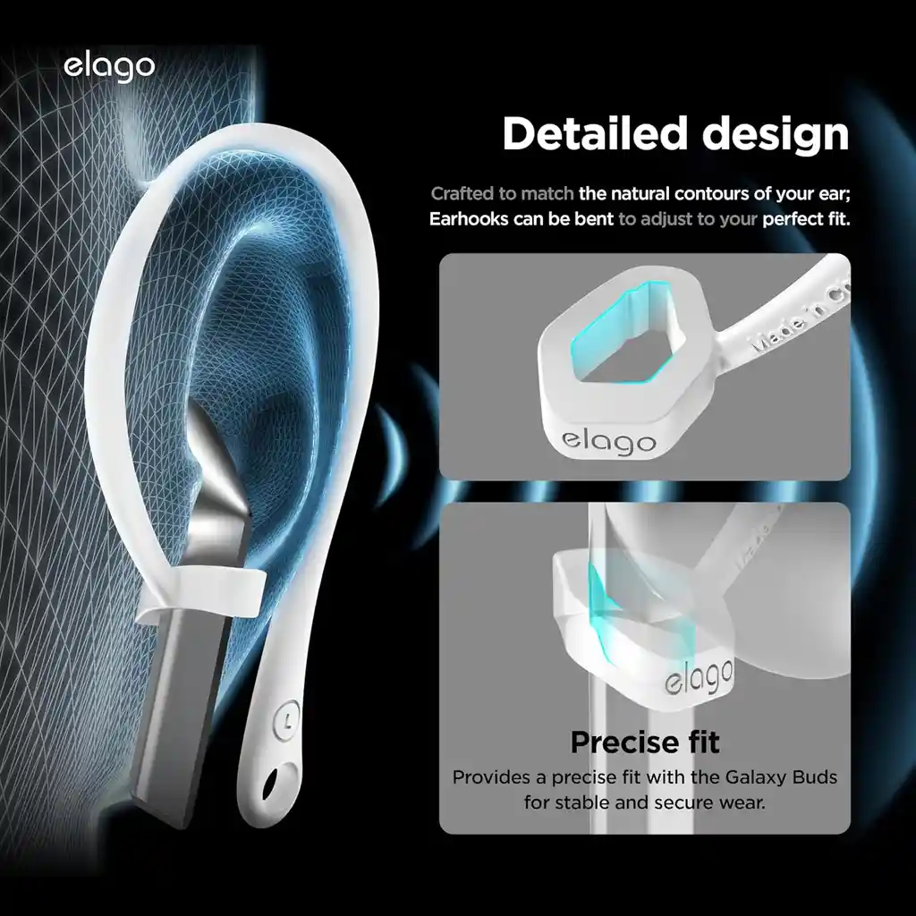 Elago Gancho Deportivo Para Galaxy Buds 3 / Buds 3 Pro Blanco