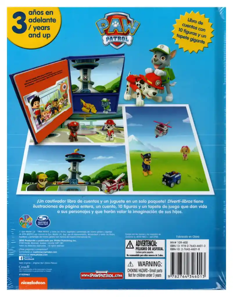 Juego Libro De Cuentos Paw Patrol Con Figuras Y Tapete Niños