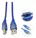 Cable Usb Impresora 2.0 Mallado 3 Mtrs Macho Hembra Color Azul