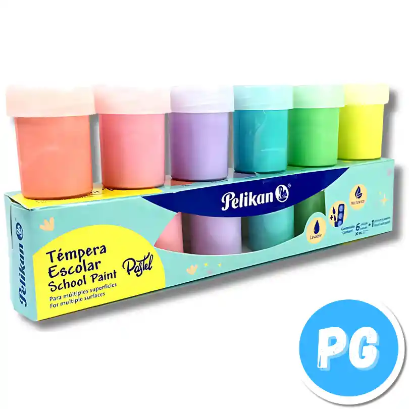 Caja Tempera Pelikan Tonos Pastel X6 Primarios