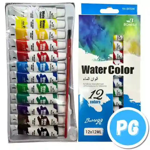 Paquete De Acuarela En Tubos 12ml X12 Colores Surtidos