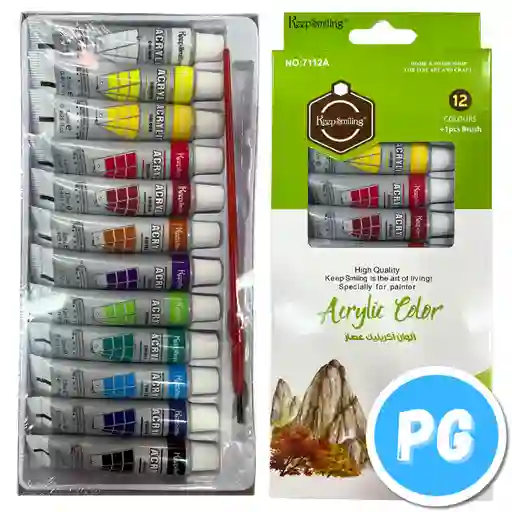 Paquete De Acrilicos En Tubos De 12ml X12 Colores Surtidos