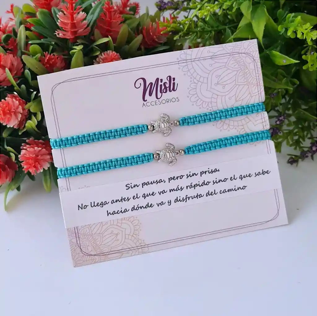 Set Pulseras Tejidas Tortugas - Manillas Para Compartir