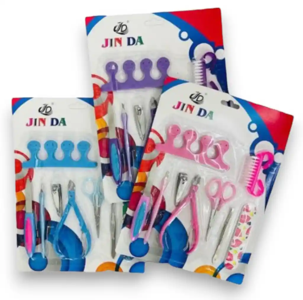 Kit De Manicure Y Pedicure (corta Cuticula, Separador De Dedos, Cepillo, Lima Metalica, Corta Uñas, Pata De Cabra, Tijera, Depilador, Y Lima)