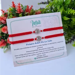 Set Pulseras Tejidas Para Compartir Dije Árbol De La Vida