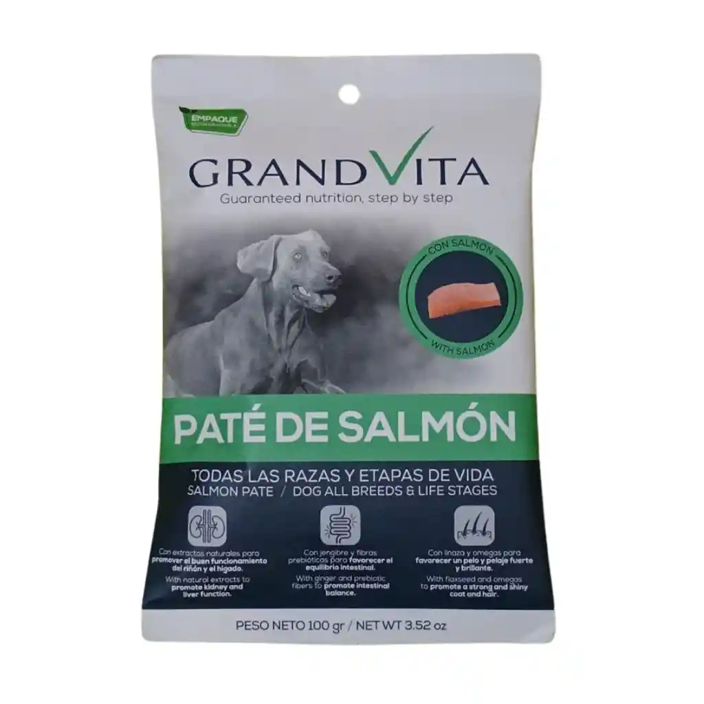 Grand Vita Paté De Salmón Perro 100gr Alimento Húmedo