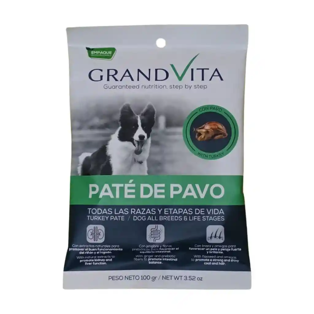 Grand Vita Paté De Pavo Perro 100gr Alimento Húmedo