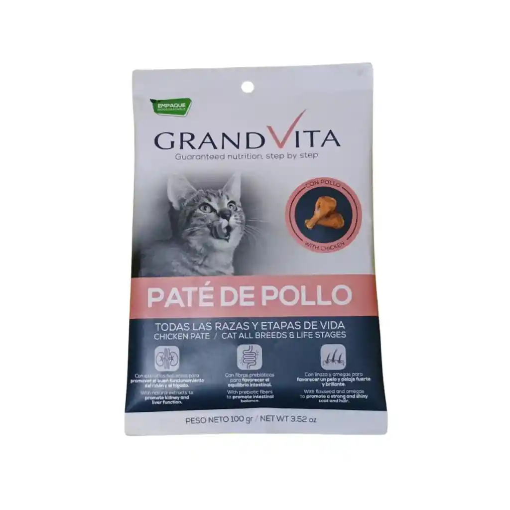 Grand Vita Paté De Pollo Gato 100gr Alimento Húmedo