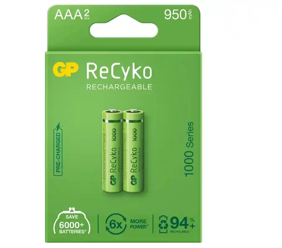 Pila Gp Recargable Aaa Batería 1000mah Cartón X2