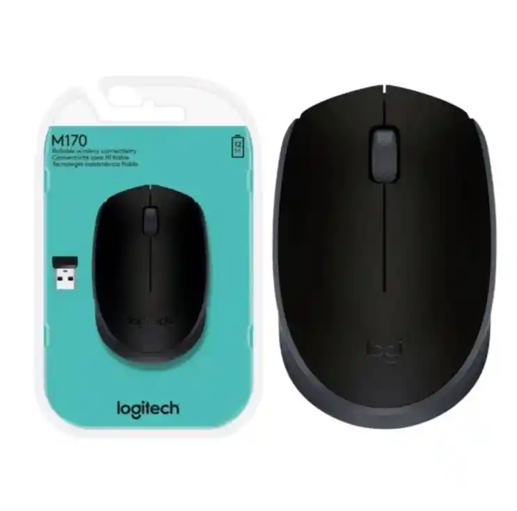 Mouse Inalambrico Logitech M170, Hasta 1000 Dpi, Con Receptor Usb, Diseño Ergonomico, 3 Botones, Negro