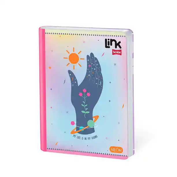 Cuaderno Con Stickers Cosido Grande Rayado Link Scribe Femenino 100h