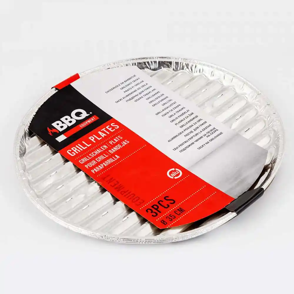 Bandeja Bbq X 3 Unidades Aluminio Redonda