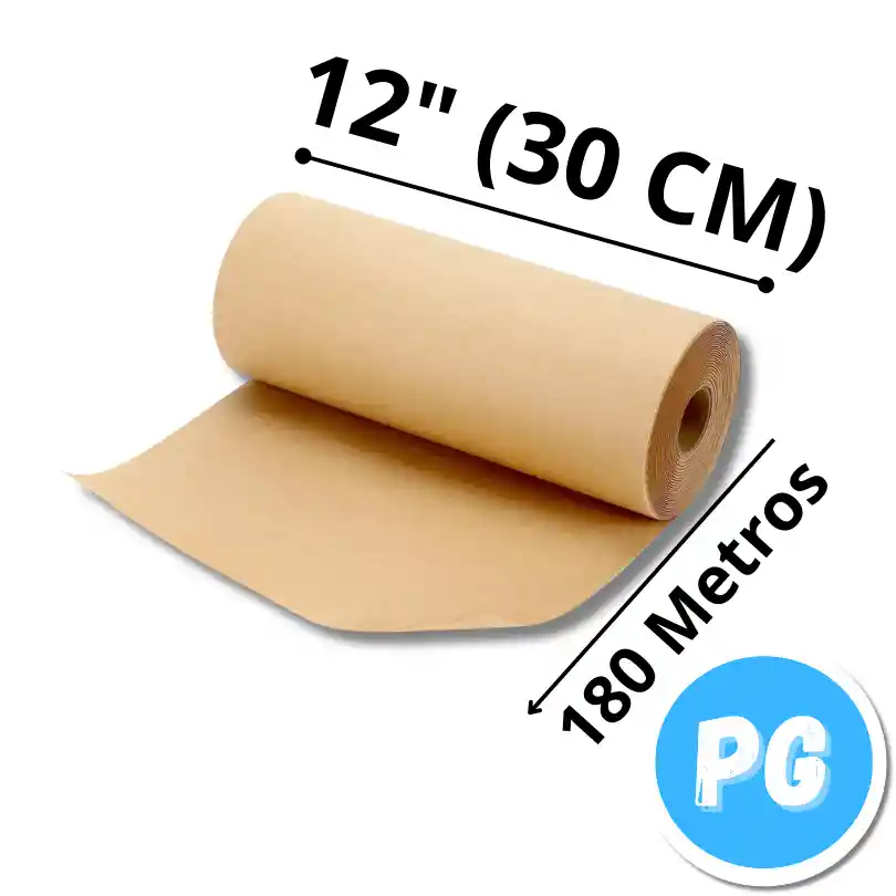 Rollo De Papel Kraft 60 Gramos Continuo De 12 Pulgadas De Alto X180 Metros De Largo