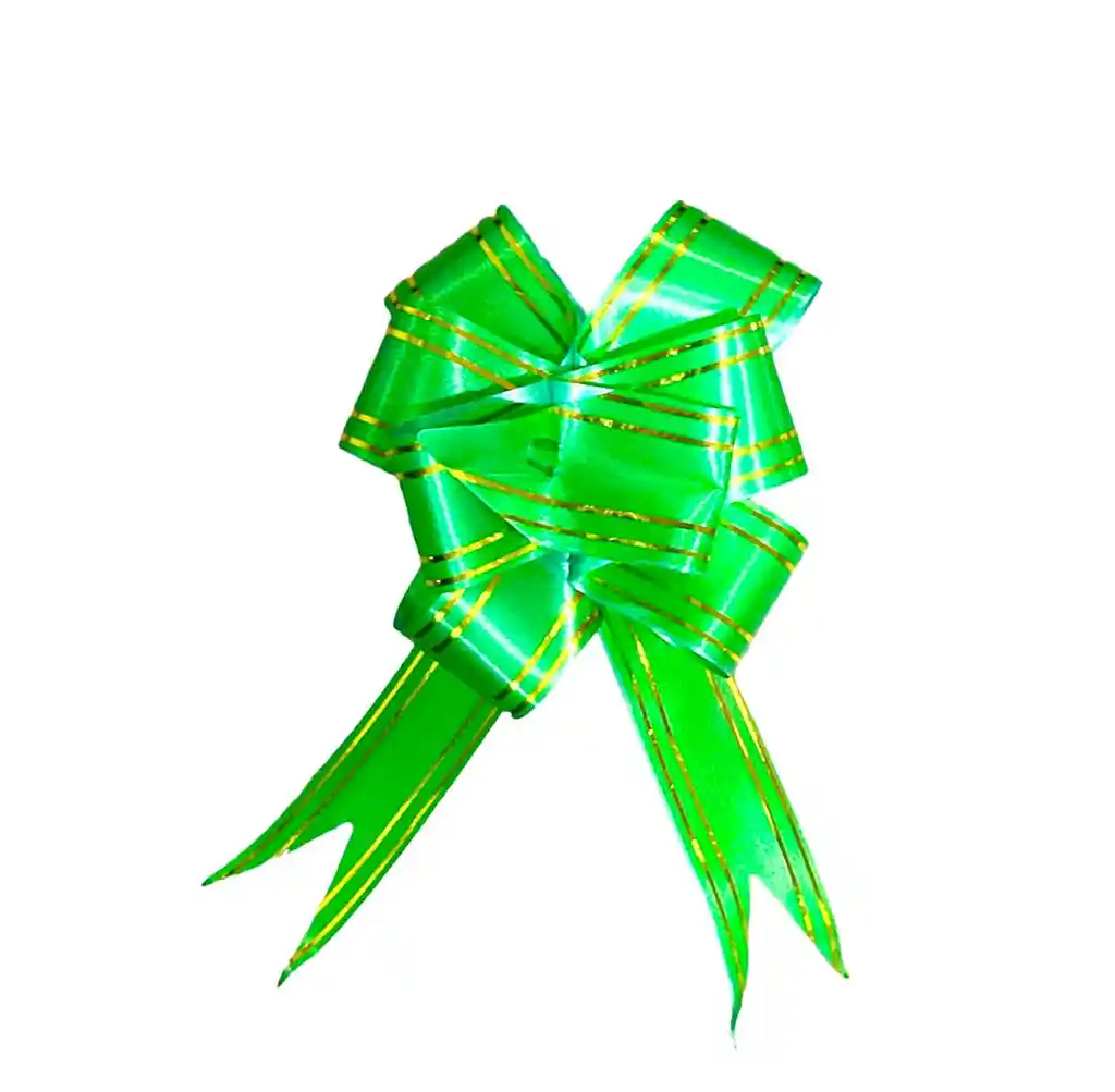 Moño Lazo Mediano Para Regalo Color Verde 45 Cm X 2.5 Cms X 2 Unidades