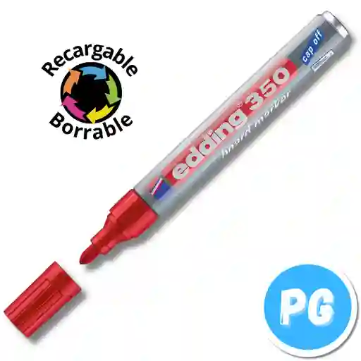 Marcador Edding Borrable Rojo 350 Recargable Cuerpo Metalico