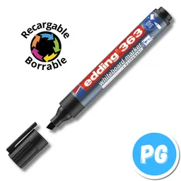 Marcador Edding Borrable Negro Recargable Ref 363 Cuerpo Plastico