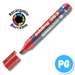 Marcador Edding Borrable Rojo Recargable Ref 363 Cuerpo Plastico