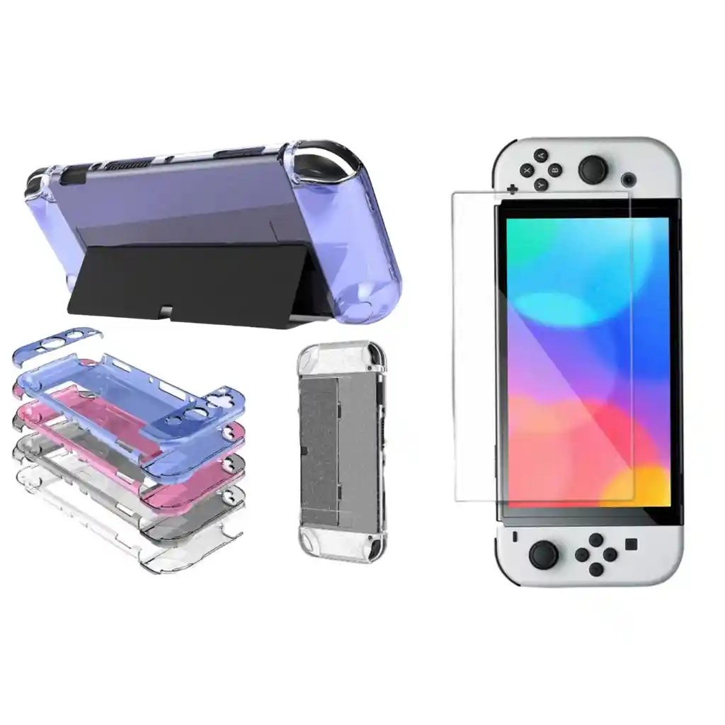 Acrílico Protector Azul + Vidrio Compatible Con Switch Oled