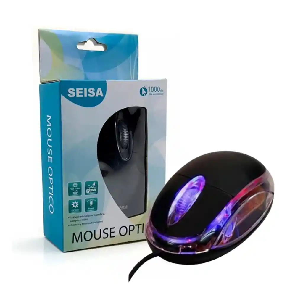 Mini Mouse Raton Optico Alambrico Ergonomico Rueda 3d 1000dp Seisa